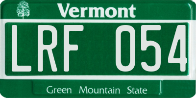 VT license plate LRF054