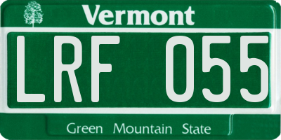 VT license plate LRF055