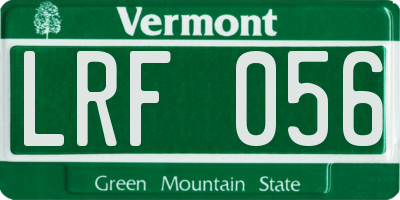 VT license plate LRF056