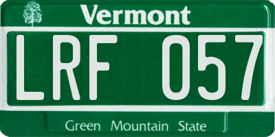 VT license plate LRF057