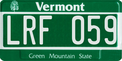 VT license plate LRF059