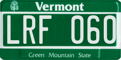 VT license plate LRF060