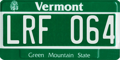 VT license plate LRF064