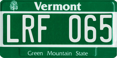 VT license plate LRF065
