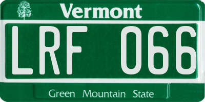 VT license plate LRF066