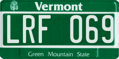 VT license plate LRF069