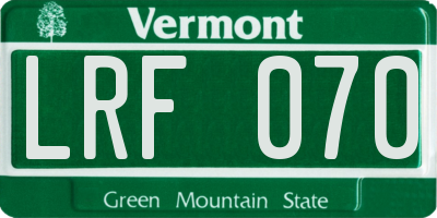 VT license plate LRF070
