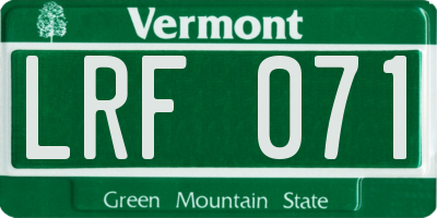 VT license plate LRF071