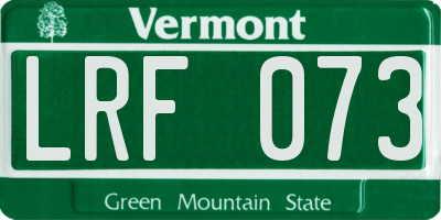 VT license plate LRF073