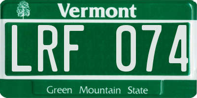 VT license plate LRF074
