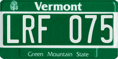 VT license plate LRF075