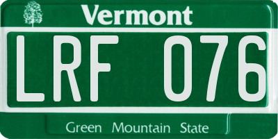 VT license plate LRF076