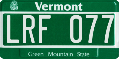 VT license plate LRF077