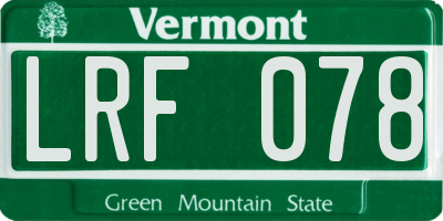 VT license plate LRF078