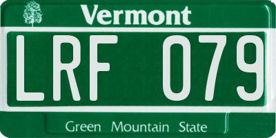 VT license plate LRF079