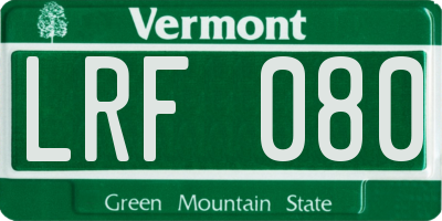 VT license plate LRF080