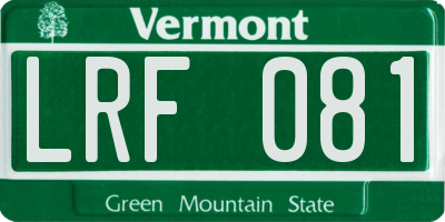 VT license plate LRF081