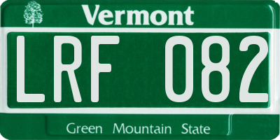 VT license plate LRF082
