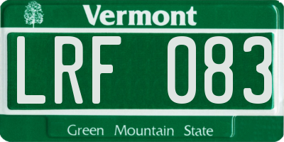 VT license plate LRF083