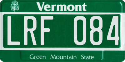 VT license plate LRF084