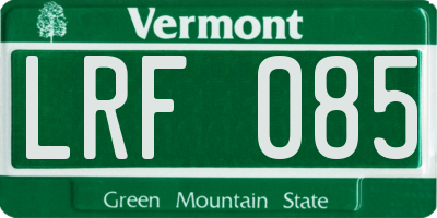 VT license plate LRF085