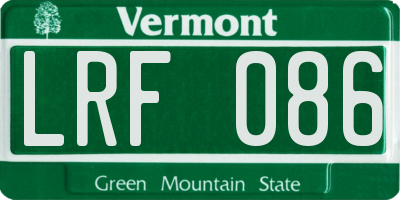 VT license plate LRF086