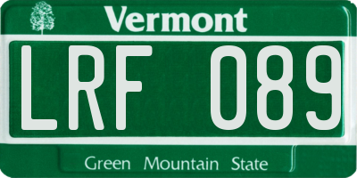 VT license plate LRF089