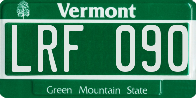 VT license plate LRF090