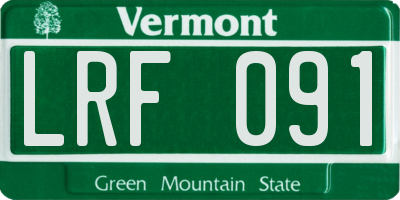 VT license plate LRF091