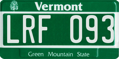 VT license plate LRF093