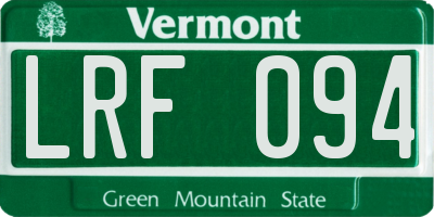 VT license plate LRF094