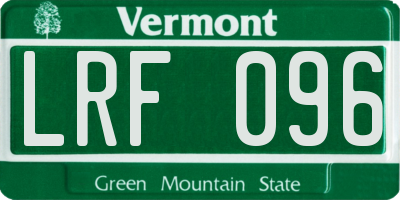VT license plate LRF096