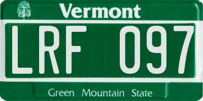 VT license plate LRF097