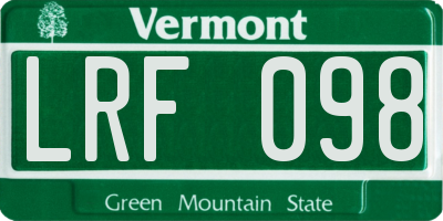 VT license plate LRF098