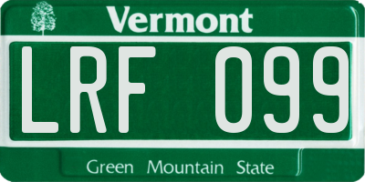 VT license plate LRF099