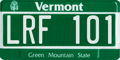 VT license plate LRF101