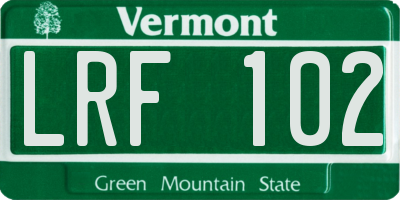 VT license plate LRF102