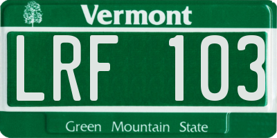 VT license plate LRF103