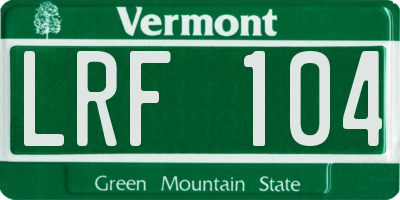 VT license plate LRF104