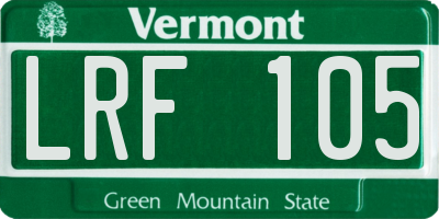VT license plate LRF105