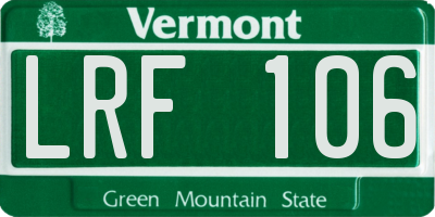 VT license plate LRF106