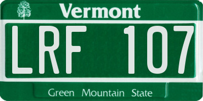 VT license plate LRF107