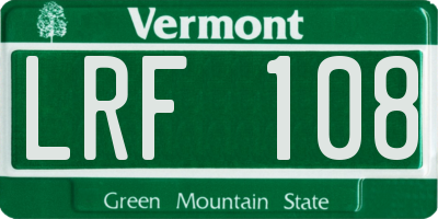 VT license plate LRF108