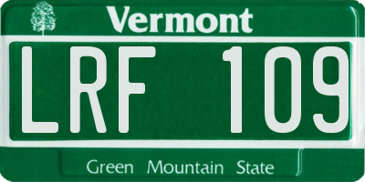 VT license plate LRF109