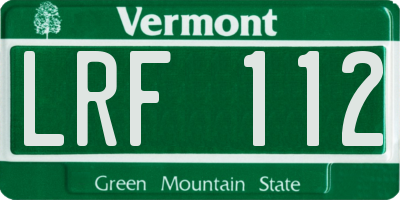 VT license plate LRF112