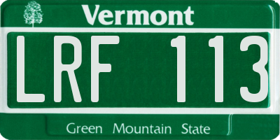 VT license plate LRF113