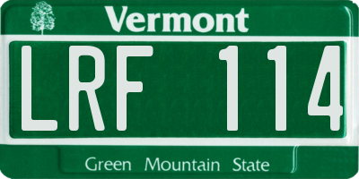 VT license plate LRF114