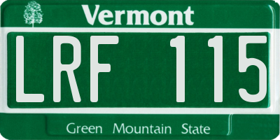 VT license plate LRF115