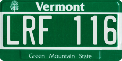VT license plate LRF116