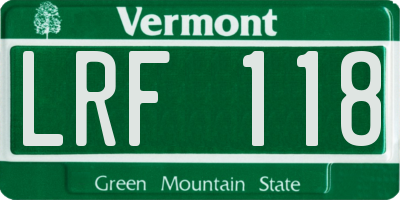 VT license plate LRF118